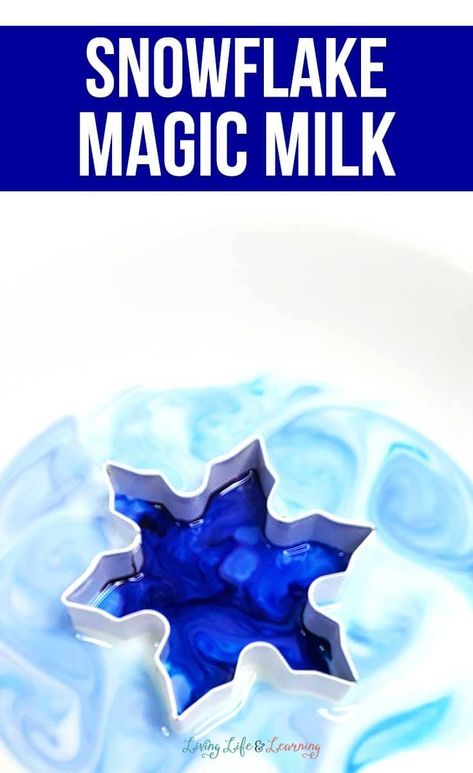 Got milk? Then you have everything you need to do this fun activity in your kitchen right now. It's fun winter themed activity for the holidays, grab your milk and create this winter magic milk experiment. Prek Winter Science Experiments, Holiday Steam Activity, Galaxy Magic Milk Experiment, Magic Milk Science Experiment For Kids, Milk Science Experiment, Snowflake Crystal Experiment, Science Experiments For Preschoolers, Screen Free Activities, Winter Activities For Kids