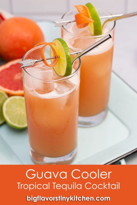 Tropical Tequila Cocktails, Guava Nectar Cocktail, Guava Alcohol Drinks, Guava Juice Cocktail, Guava Margarita Recipe, Guava Cocktail Recipes, Guava Drink, Guava Margarita, Tequila Mixed Drinks