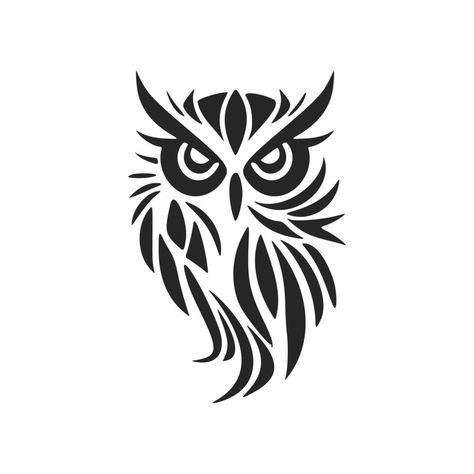 Cool simple black vector owl vector logo. Isolated. Owl Design Drawing, Owl Clipart Black And White, Simple Owl Drawing, Abstract Owl Tattoo, Owl Black And White, Owl Drawing Simple, Owl Stencil, Owl Drawings, Owl Outline