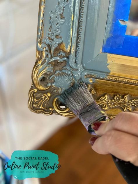 Ornate Mirror Makeover, Foyer Transformation, Old Mirror Makeover, Bathroom Mirror Wood Frame, Refinish Mirror Frame, Mirror Frame Makeover, Bathroom Mirror Wood, Chalk Paint Mirror, Mirror Redo