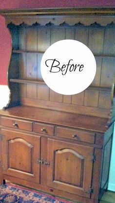 It had a great old feel... and check out the chippiness now! www.homeroad.net Painting Hutch Ideas, Old Hutch Makeover Ideas, Painted Hutch Ideas, Chalk Painted Hutch, Chalk Paint Hutch, Painted China Hutch, Repurposed Hutch, Hutch Redo, White Secretary Desk