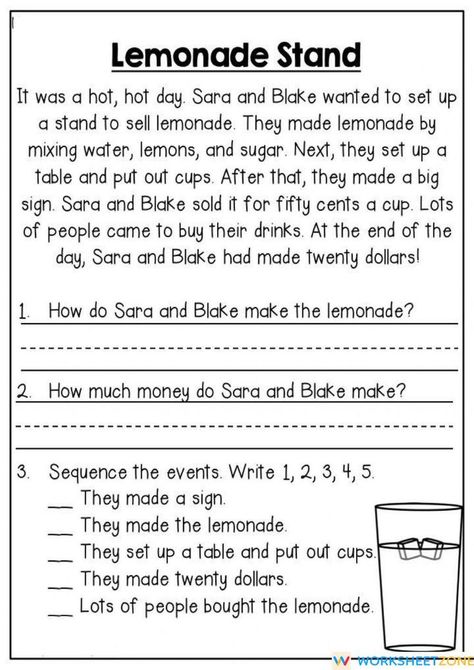 Students have to number the sequence of events happened in the story. Download the PDF file and try the interactive worksheet at the link above! #readingactivities #worksheet #worksheetsforkids #readingpassages #englishlearning #kindergartenreading #readingcomprehension 2nd Grade Reading Worksheets, 1st Grade Reading Worksheets, 2nd Grade Reading Comprehension, First Grade Reading Comprehension, Summer Worksheets, Sequencing Worksheets, Reading Comprehension Kindergarten, Kindergarten Reading Worksheets, First Grade Worksheets