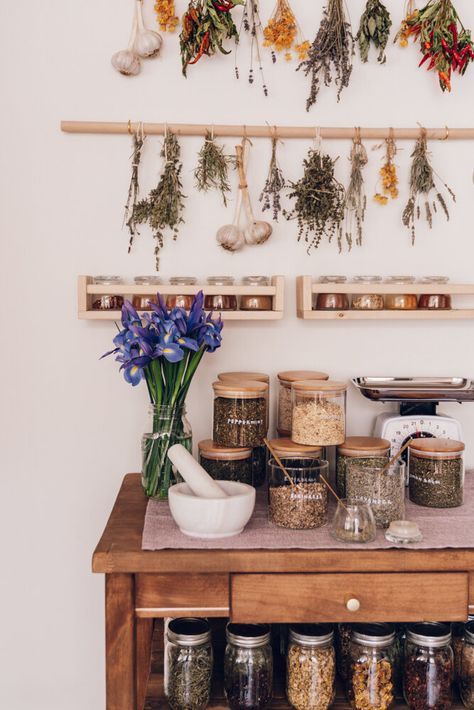 Must Have Herbs, Apothecary Decor, Herbal Apothecary, Spices And Herbs, Kitchen Witch, Healing Herbs, Spice Rack, Herbal Medicine, Sustainable Living