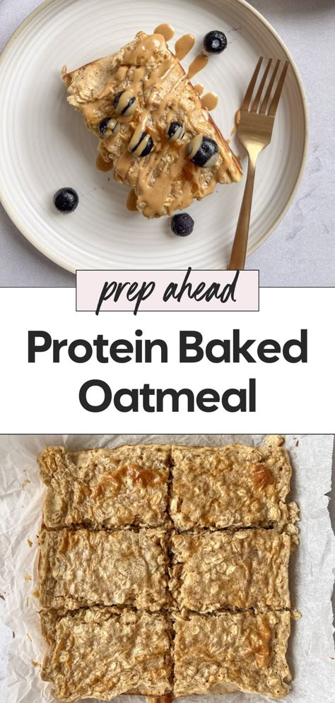 This protein oatmeal bake is a healthy option for a high protein breakfast. Made with protein powder, cottage cheese, cinnamon, and vanilla, it's the best protein baked oats recipe. Enjoy this baked oatmeal as a delicious baked healthy oatmeal that's perfect for protein baked oats lovers looking for a satisfying breakfast. Protein Powder Cottage Cheese, Protein Oatmeal Bake, High Fiber Breakfast Ideas, Fiber Breakfast Ideas, Meal Prep Recipes Breakfast, Baked Oatmeal Recipes Breakfast, Protein Baked Oats, Baked Oatmeal Recipes Healthy, Fiber Breakfast