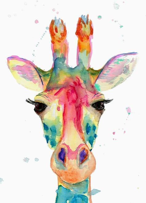 Colorful Giraffe, Watercolor Giraffe, Giraffe Wall Art, Giraffe Painting, Painting For Home Decor, Giraffe Art, Painting For Home, Watercolor Ideas, Giraffes