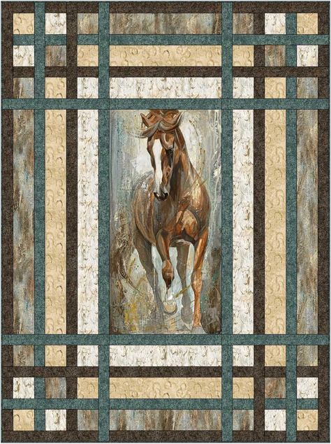 Wildlife Quilts, Western Quilts, Panel Quilt Patterns, Horse Quilt, Fabric Panel Quilts, Horse Fabric, Villa Rosa, Jelly Roll Quilt Patterns, Quilt Of Valor