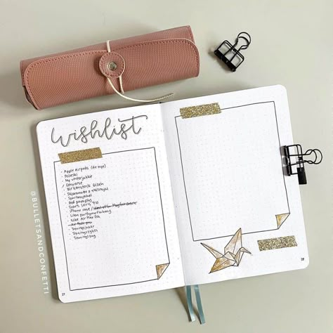 Wishlist Bullet Journal, Wishlist Journal, Bullet Journal Wish List, Minimalist Bullet Journal Ideas, Minimalist Bullet Journal Layout, Wishlist Aesthetic, Bujo 2023, Bujo Pages, Minimalist Bullet Journal