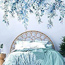 Large Wall Decals, Floral Wall Decals, Plants Leaves, Living Room Plants, Blue Plants, Wall Decals For Bedroom, Flower Wall Decals, Vine Wall, Art For Bedroom