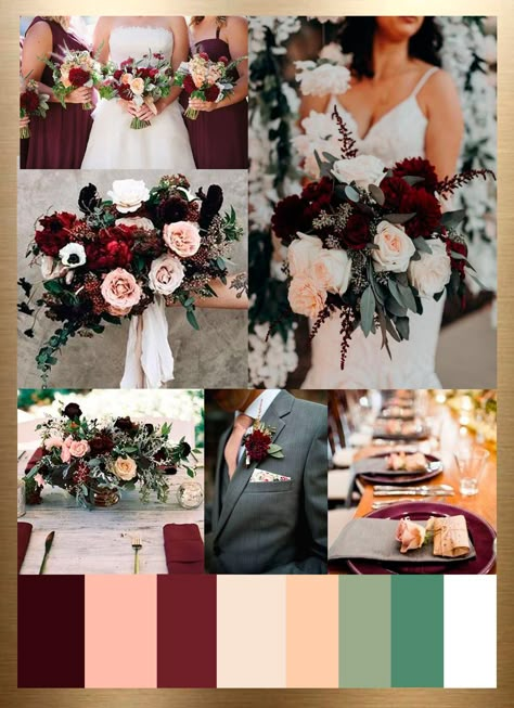 Burgundy Peach Champagne Wedding, Wine Champagne Wedding Colors, Wine Red And Pink Wedding, Spring Wedding Flowers Bouquet Peonies, Burgundy Wedding Color Scheme, Champagne And Burgundy Wedding Flowers, Wine Color Wedding Decorations, Wine Red And Blush Pink Wedding, Evening Wedding Color Palette