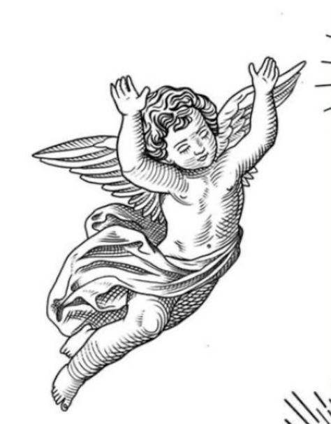 Tatuajes Astetics, Cherub Drawing, Cherub Tattoo Designs, Cherub Art, Design Your Own Tattoo, Cherub Tattoo, Medieval Tattoo, Engraving Tattoo, Angel Tattoo Designs