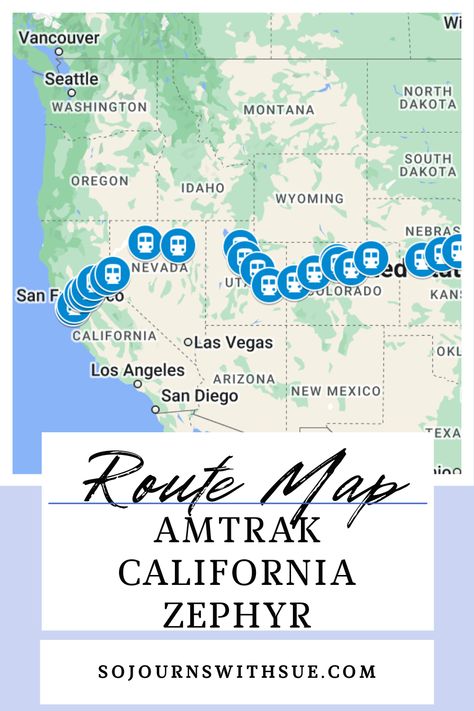 To help you plan your trip, here is a map and a list of the California Zephyr’s station stops. This list shows the Eastbound route from Emeryville, CA to Chicago, IL. Zephyr Train, California Zephyr, Fort Morgan, Train Route, Glenwood Springs, Grand Junction, Route Map, Union Station, Train Rides