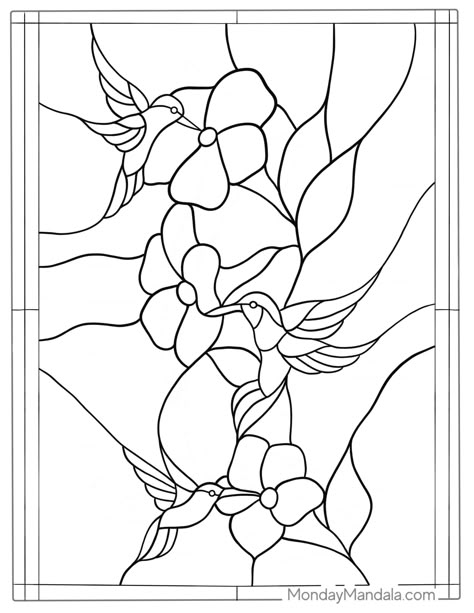 28 Stained Glass Coloring Pages (Free PDF Printables) Stained Glass Coloring Pages, Glass Painting Patterns, Stained Glass Patterns Free, Glass Painting Designs, Making Stained Glass, Stained Glass Birds, Stained Glass Crafts, Bird Painting, Stained Glass Designs