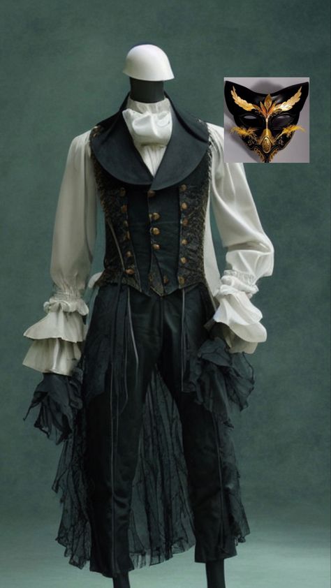 Masquerade Outfit Ideas Men, Male Masquerade Outfit, Masquerade Suit, Male Fantasy Clothing, Masquerade Men, Masquerade Outfit Ideas, Masquerade Ball Outfits, Pirate Clothes, Masquerade Outfit