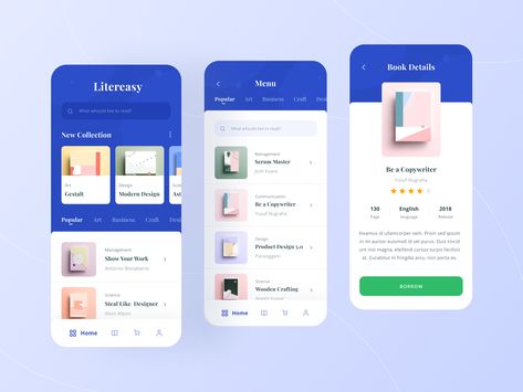 Litereasy Digital Library App by tantriono s Ui Design Mobile, Library App, Event App, Ui Ux 디자인, App Design Layout, User Flow, Design Library, App Layout, Mobile App Ui