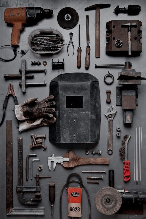 Mechanics Aesthetic, Gcse Photography, Welding And Fabrication, Object Photography, Welding Table, Industrial Photography, Antique Tools, Old Tools, Vintage Tools