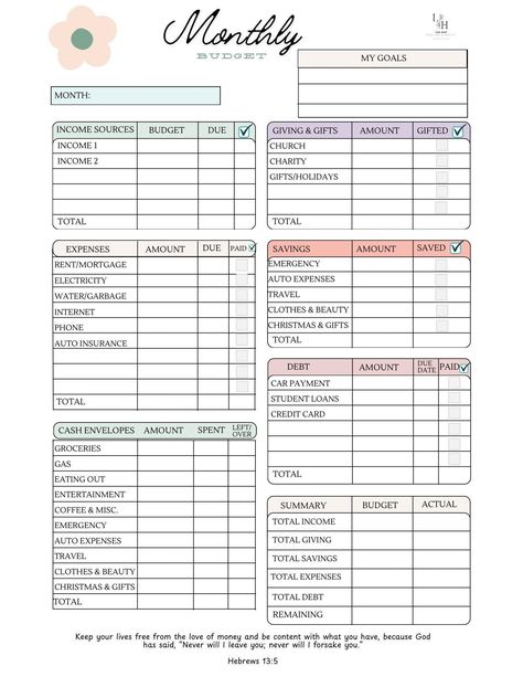 Monthly Budget Cash System| Personal Finance| Budgeting Budgets For Beginners Printables, Newlywed Budget Template, Budget For Monthly Paycheck, Budget Goodnotes Free, Single Mom Savings Plan, Budget Planning Ideas, Organizing Finances Ideas, How To Set Up A Budget, Monthly Budget Planner Templates Free Printables