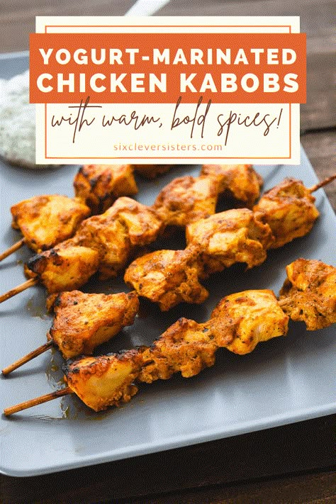 Greek Yogurt Chicken Skewers, Medditeranean Chicken Kabobs, Indian Chicken Kabobs, Greek Kabobs Chicken, Chicken Schwarma Yogurt Marinade, Yogurt Marinade For Chicken, Chicken Marinade Yogurt, Chicken Marinates, Kabob Chicken