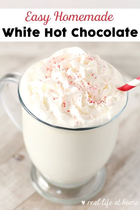 Homemade White Hot Chocolate, White Chocolate Hot Chocolate, Chocolate Buffet, White Hot Chocolate Recipe, Hot Chocolate Drinks, Hot Chocolate Recipe, White Hot Chocolate, Homemade Hot Chocolate, Chocolate Recipe