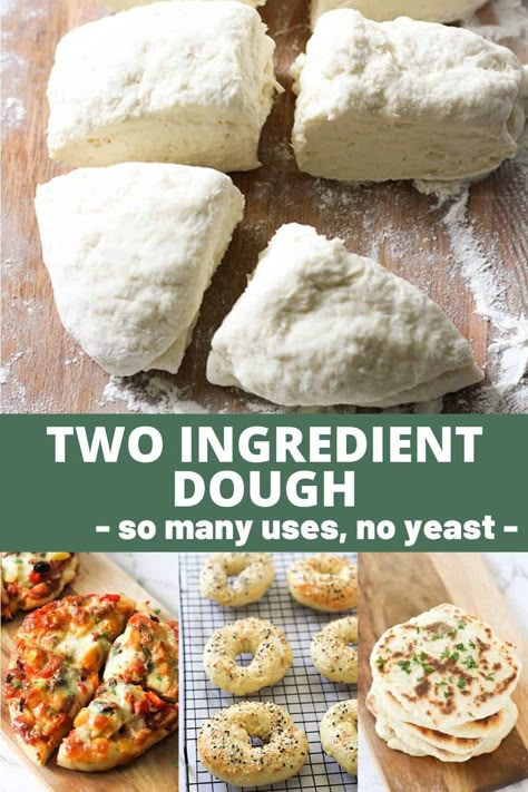 Two Ingredient Dough Recipes, Dough Recipe No Yeast, Dough No Yeast, Greek Yogurt Bread, Dough For Pizza, Yogurt Pizza Dough, Pizza Scrolls, Two Ingredient Dough, 2 Ingredient Pizza Dough