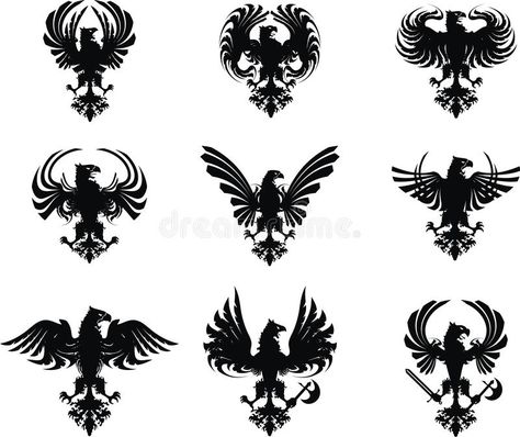 Heraldic eagle coat of arms set. In format , #SPONSORED, #coat, #eagle, #Heraldic, #format, #set #ad Bird Of Prey Tattoo, Griffin Tattoo, Heraldic Shield, Eagle Symbol, Heraldry Design, Airbrush Tattoo, Eagle Tattoo, Colors And Emotions, Simple Designs To Draw