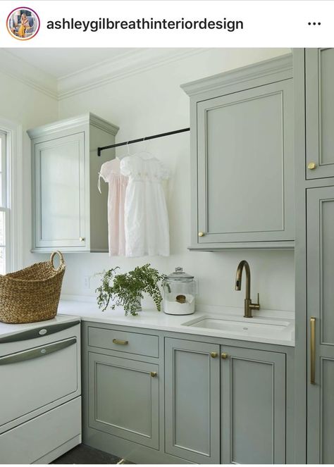 Blue Gray Farrow And Ball, Farrow And Ball Kitchen Cabinets, Farrow And Ball Blue Gray, Blue Grey Paint, Blue Painted Door, Light Blue Grey Paint, Farrow And Ball Kitchen, Ashley Gilbreath, Grey Blue Kitchen