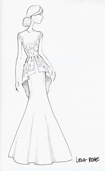 Brides: Runway Sketch Sneak Peek: Lela Rose Baju Kahwin, Fashion Sketches Dresses, Sketches Dresses, Lucky Man, Fashion Sketchbook, Dress Design Sketches, Dress Sketches, Fashion Illustration Sketches, Dress Drawing