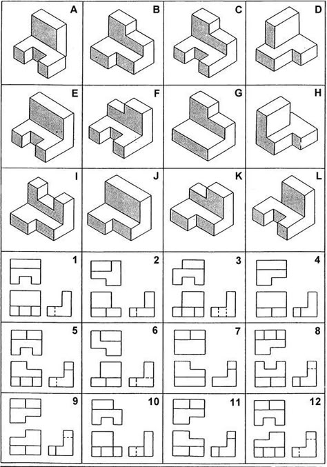 Simple Isometric Drawing Exercises, Isometric Drawing Examples, Oblique Drawing, Isometric Sketch, Isometric Drawing Exercises, 3d Drawing Techniques, Autocad Isometric Drawing, Orthographic Projection, Orthographic Drawing