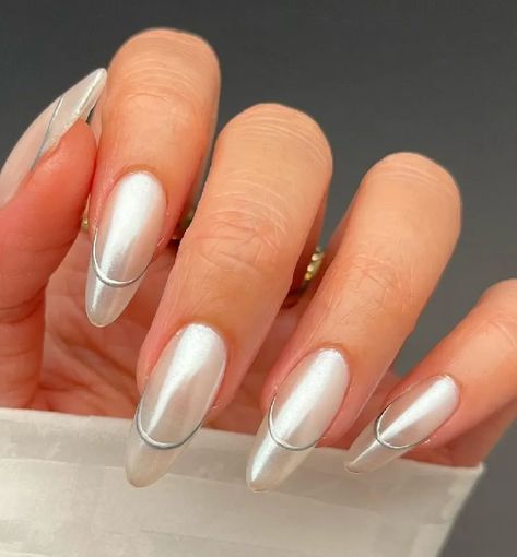 20 Stunning Chrome French Tip Nails Designs to Try in Summer 2023 | Nails With Stars, Ombre Chrome Nails, Wine Red Nails Acrylic, Red Nails Acrylic Square, Nails Acrylic Square Long, White Chrome Nails, Chrome French, Flame Nails, Red Nails Acrylic