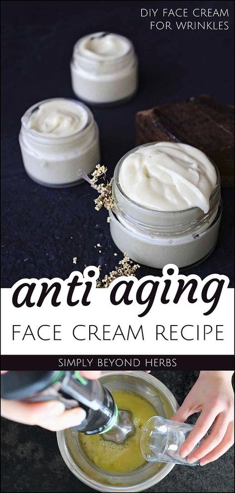 Formulated for matured skin, this DIY anti aging face cream recipe hydrates and revitalizes, revealing a fresher, younger you. Made with elderflower tea, coconut oil, beeswax, lanolin, and leucidal liquid, it improves skin elasticity with a non-greasy texture. Find more healing plants, herbal oils, face moisturizer recipes, and Healing Plants & Natural Medicine at simplybeyondherbs.com. Diy Anti Aging Face Cream, Homemade Anti Wrinkle Cream, Anti Aging Face Cream Diy, Elderflower Tea, Face Cream Diy, Diy Anti Aging Cream, Face Cream Recipe, Diy Face Cream, Diy Face Moisturizer