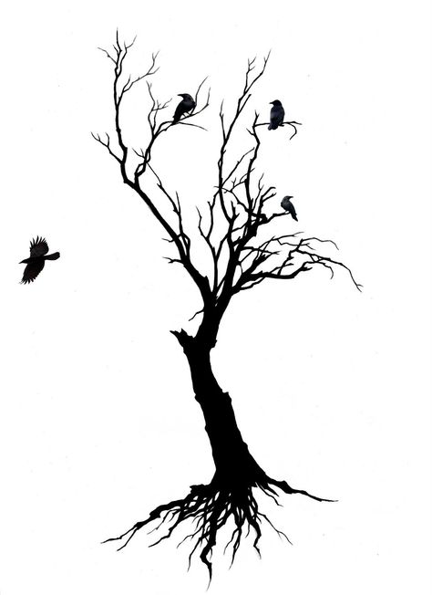 Tree With Birds Tattoo, Atom Tattoo, Tree Tat, Bonsai Tree Tattoos, Tree Tattoo Arm, Roots Tattoo, Willow Tree Tattoos, Tree Outline, Small Bird Tattoo