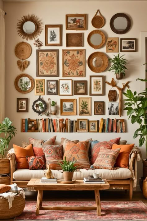 Boho Apartment Decor Small Spaces, Small Boho Living Room Ideas Apartment, Vintage Bohemian Living Room, Boho Vintage Living Room, Minimal Boho Living Room, Vintage Boho Living Room, Cozy Eclectic Living Room, Eclectic Living Room Decor, Boho Living Room Ideas