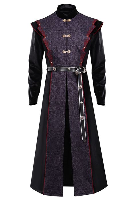 PRICES MAY VARY. Jacquard Fabric Buckle closure Hand Wash Only Kucos Mens Cosplay Costume Prince of the City Lord Flea Bottom Daemon Targaryen Trench Coat Long Robe Black Cape Overcoat Windbreaker for the Fans of Daemon Material: Dark Pattern Jacquard Fabric Includes: Coat+Belt Occasions: Perfect for Halloween cosplay,medieval theme party, dress up, daily, casual,spring, fall and winter wear. Size: Please Read the Size Information in the Product Picture Before Ordering. Male Size X-Small: height Medieval Theme Party, King Arthur Costume, Targaryen Costume, Wizard Costume, Warrior Costume, Daemon Targaryen, Medieval Costume, Medieval Clothing, Game Costumes