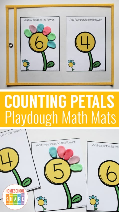 Free Spring Playdough Mats, Plant Themed Math Activities Preschool, Math Lesson For Preschool, Spring Small Group Activities For Preschoolers, Flower Math Activities For Toddlers, Flower Math Preschool, Garden Math Preschool, Flower Numbers Preschool, Garden Playdough Mats