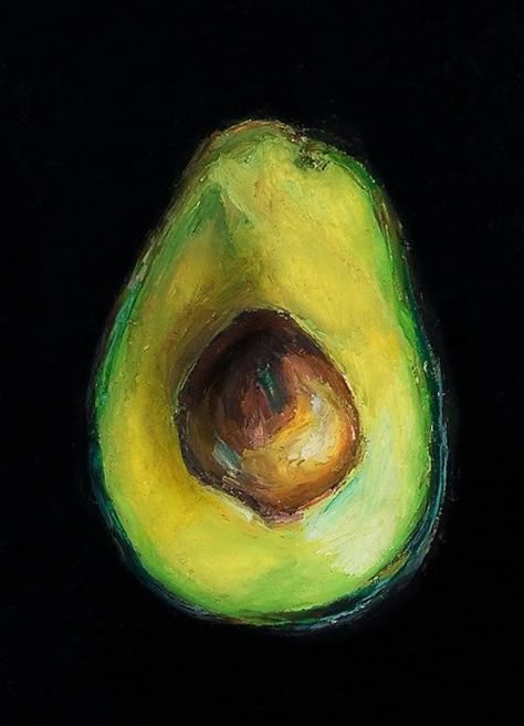 Avocado Art, Oil Pastel Paintings, Oil Pastel Art, Oil Pastel Drawings, Fruit Painting, Hur Man Målar, Tableau Art, Urban Sketchers, Beginner Painting