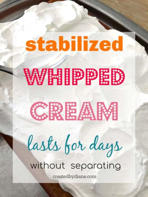 Piped Whipped Cream, Stabilized Whipped Cream Icing, Whipped Cream Frosting Stabilized, Cake Decorating With Whipped Cream Icing, Stabilized Whip Cream Frosting, Stabilized Whipping Cream, Cream Frosting Recipe Whipped, Whipped Filling For Cakes, Bakery Whipped Cream Frosting