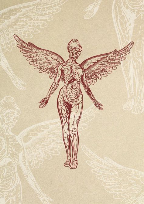 In Utero, Metal Poster Displate, Nirvana, Poster Print, Tattoo Ideas, Angel, Fan, Human, Design