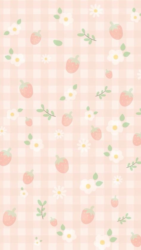 Strawberry Cake Wallpaper Aesthetic, Kawaii Cherry Blossom Wallpaper, Strawberry Fabric Pattern, Cute Spring Phone Wallpapers, Molang Wallpaper Desktop, Strawberry Background Wallpapers, Cute Aesthetic Patterns, Strawberry Background Aesthetic, Cute Simple Patterns