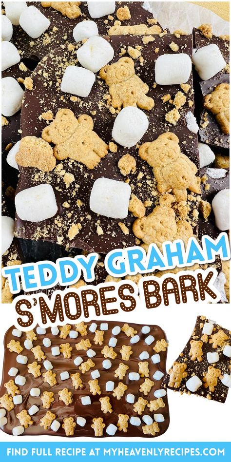 Smores Bark, Build Confidence In Kids, Teddy Bear Faces, Smores Ideas, Graham Recipe, Shaped Marshmallows, Graham Dessert, Easy Smores, My Heavenly Recipes