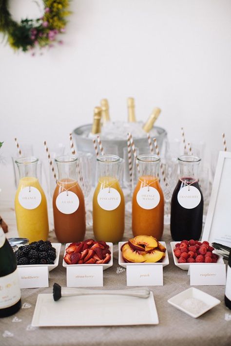 Excellent addition to brunch - mimosa bar! Fab Themes for {Jewelry Bars}! http://www.AndiTilly.Ori... http://www.FB.com/... Weekend Cleanse, Cleanse Juice, Brunch Bar, Bridesmaid Luncheon, Mimosa Bar, Drink Station, Birthday Brunch, בר מצווה, Juice Cleanse