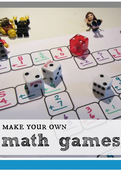 no matter what you need to practice, a make-your-own math game is the ticket to FUN practice! Math Board Games, Math Boards, Math Board, Math Writing, Math Games For Kids, Math Game, Math Workshop, E Mc2, Homeschool Math