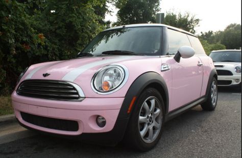 My exact goal at the moment. Baby pink Mini Cooper <3 Pink Mini Cooper, Mini Cooper Aesthetic, Rebecca Aesthetic, Pink Mini Coopers, Mini Cooper Custom, Thick Eyelashes, Pink Passion, Mini Coopers, Future Cars