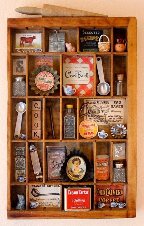 Letterpress Drawer, Printers Tray, Shadow Box Art, Shabby Chic Kitchen, Assemblage Art, Trendy Kitchen, Shabby Chic Furniture, Found Object, Chic Furniture