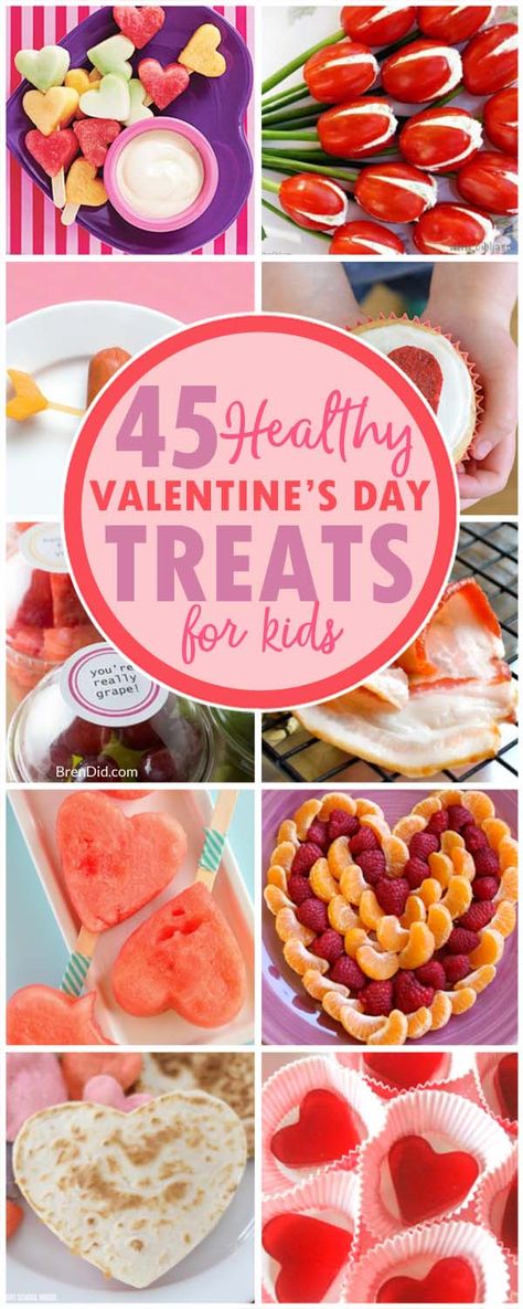 Valentine's Day: treats for kids | Valentine snack ideas | Valentine's Day Treats via @brendidblog Valentine's Day Treats For Kids, Valentines Healthy Snacks, Healthy Valentines Treats, Valentine Snack, Valentine Snacks, Healthy Treats For Kids, Valentines Party Food, Valentines Desserts, Valentine Food