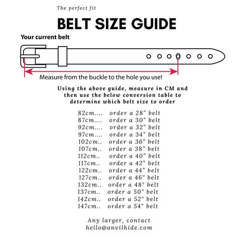 Size Guides – Anvil Hide Kids Belt, Leather Workshop, Camera Straps, Mens Style Guide, Belt Pouch, Genuine Leather Bags, Belt Size, Leather Belts, Leather Projects