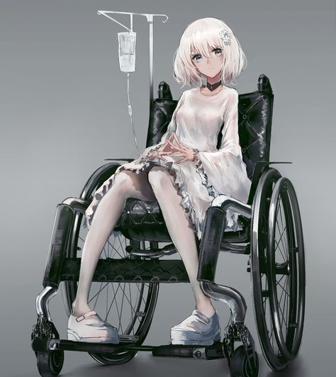 Embedded Character Design Cartoon, Anime Gifs, Anime Angel, Wheelchair, Manga Girl, White Hair, Art Anime, Character Concept, Anime Style