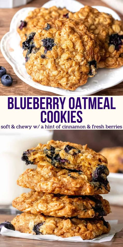 These blueberry oatmeal cookies are thick and chewy with a hint of cinnamon and blueberries throughout. They taste cozy and comforting for the perfect treat with a cup of coffee or tea mid morning. #blueberry #oats #oatmeal #cookies #blueberrycookies #recipe from Just So Tasty Blueberry Oatmeal Cookies, Cooking Therapy, Cookies With Lemon, Best Oatmeal Cookies, Blueberry Cookies, Oatmeal Cookies Chewy, Blueberry Oatmeal, Lactation Cookies, Lemon Glaze