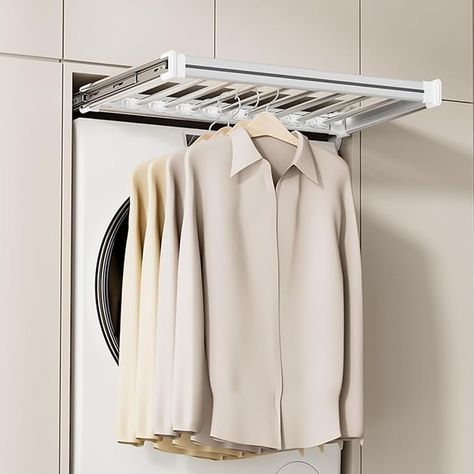 Amazon.com: SBCC Invisible Clothes Drying Rack, Washing Machine Trouser Rack, Built-in Wardrobe Pull-Out Basket, Drawer-Type Balcony Trouser Drawer Slide Rail Storage Artifact (Color : Silver, Small : Small) : Home & Kitchen Invisible Clothes, Trouser Rack, Rack Closet, Pants Rack, Drying Rack Laundry, Pant Hangers, Clothes Drying, Clothes Drying Racks, London House