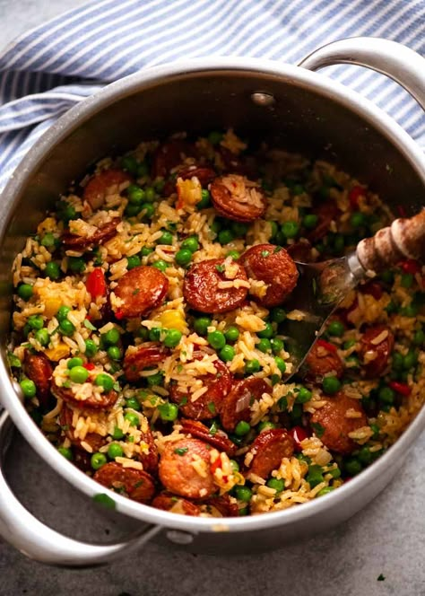 Smoked Sausage and Rice - quick one pot meal Chorizo Links Recipes Dinner, Simple Sunday Dinner Meals, Smoked Sausage And Rice, Sausage And Rice Casserole, Sausage And Rice, Recipe Tin Eats, Tin Eats, Sausage Rice, Recipetin Eats