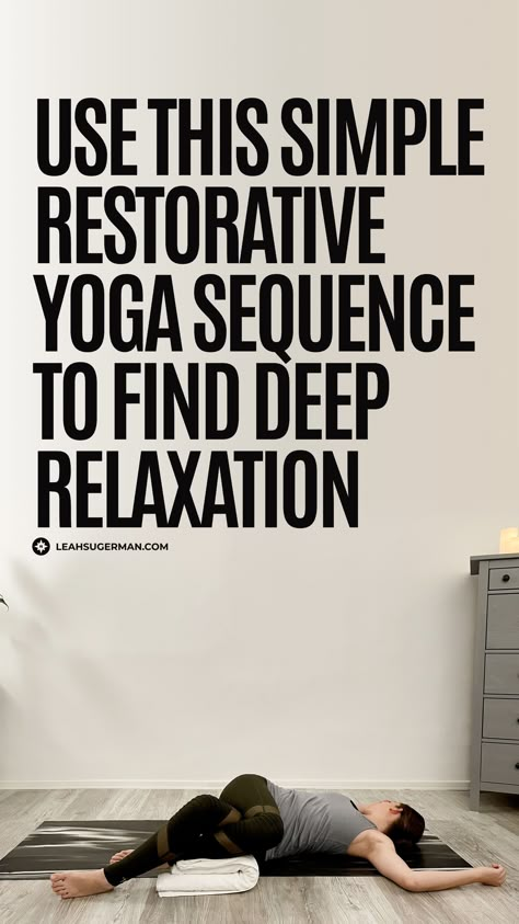 Restorative yoga is a deeply relaxing style of practice that targets the nervous system. Use this simple restorative yoga sequence for deep relaxation. Deep Stretch Yoga Poses, Stretching Yoga Sequence, Gentle Yoga Poses, Restorative Yoga Poses Sequence, Deep Stretch Yoga Sequence, Therapeutic Yoga Sequence, Yoga Workshop Ideas, New Year Yoga Sequence, Somatic Yoga Sequence