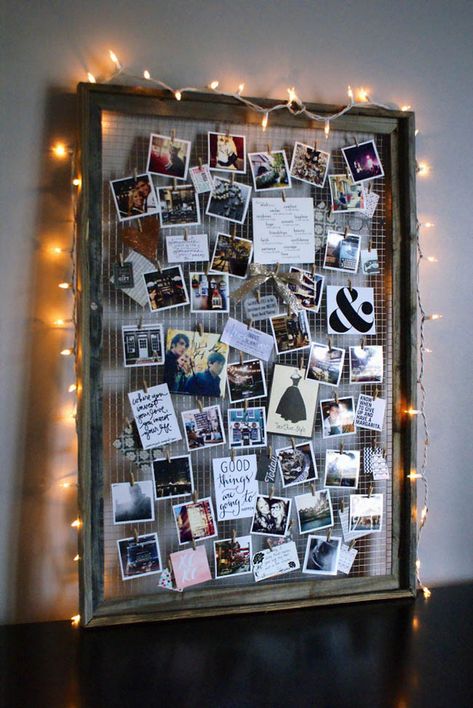 60 Ways to Repurpose & Reuse Old Picture Frames - TheHomeRoute Diy Christmas Light Decorations, Cadre Photo Diy, Pageant Questions, Pageant Tips, Photo Collage Diy, Diy Dorm Decor, Diy Dorm, Vision Board Diy, Pageant Interview